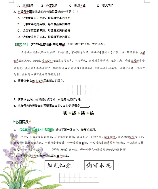 2026年中考语文二轮复习知识清单,含答题模板,解题方法、母题精讲等,还没掌握的,抓紧了,考试拿高分! 第8张