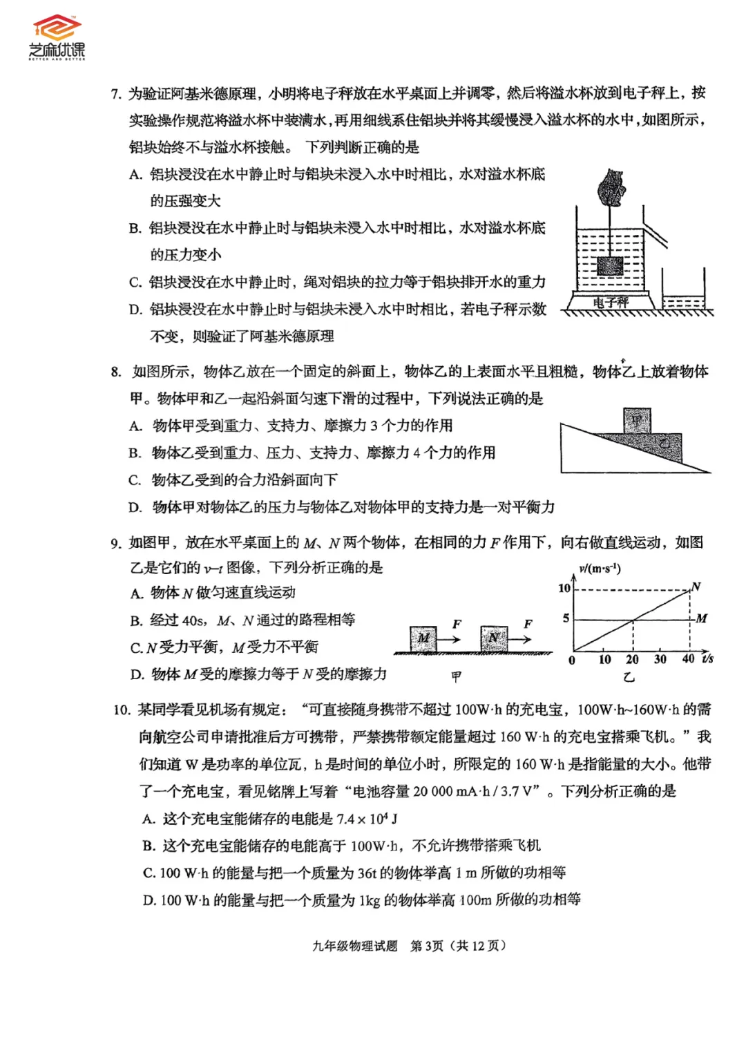市南区自招二模物理化学试卷 第6张