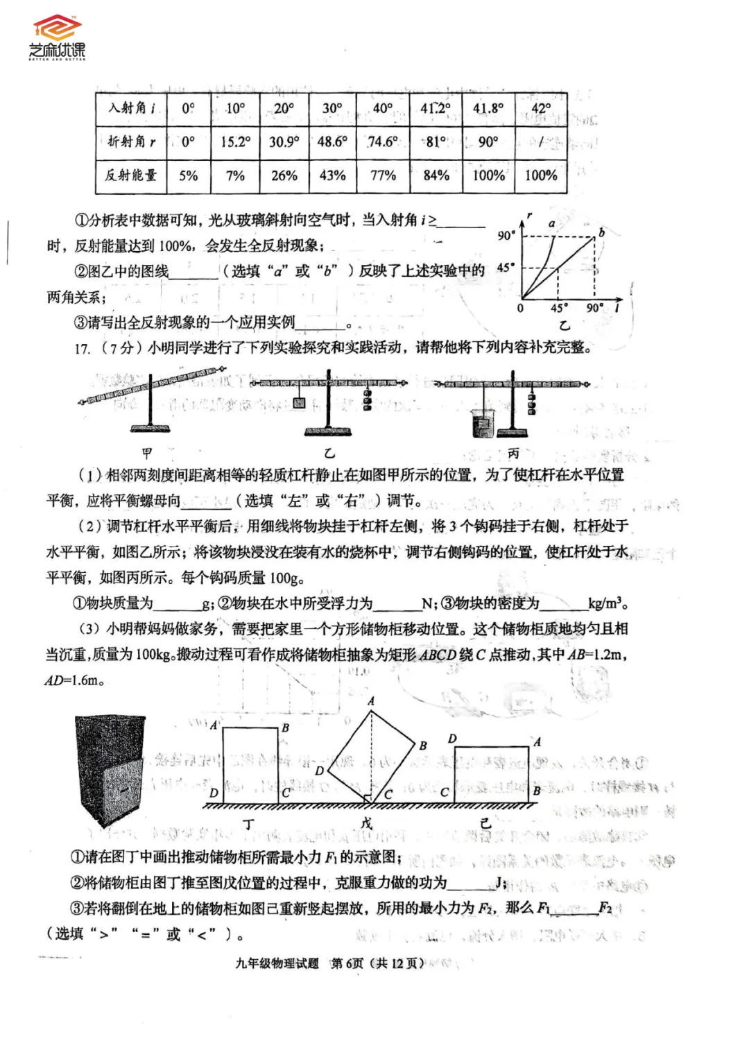 市南区自招二模物理化学试卷 第8张