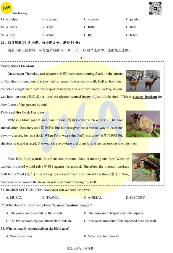 2024-2025年江岸区七下期末试卷 第6张