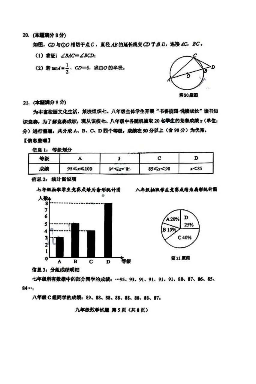 2026.4济南市莱芜区二模数学试卷 第5张