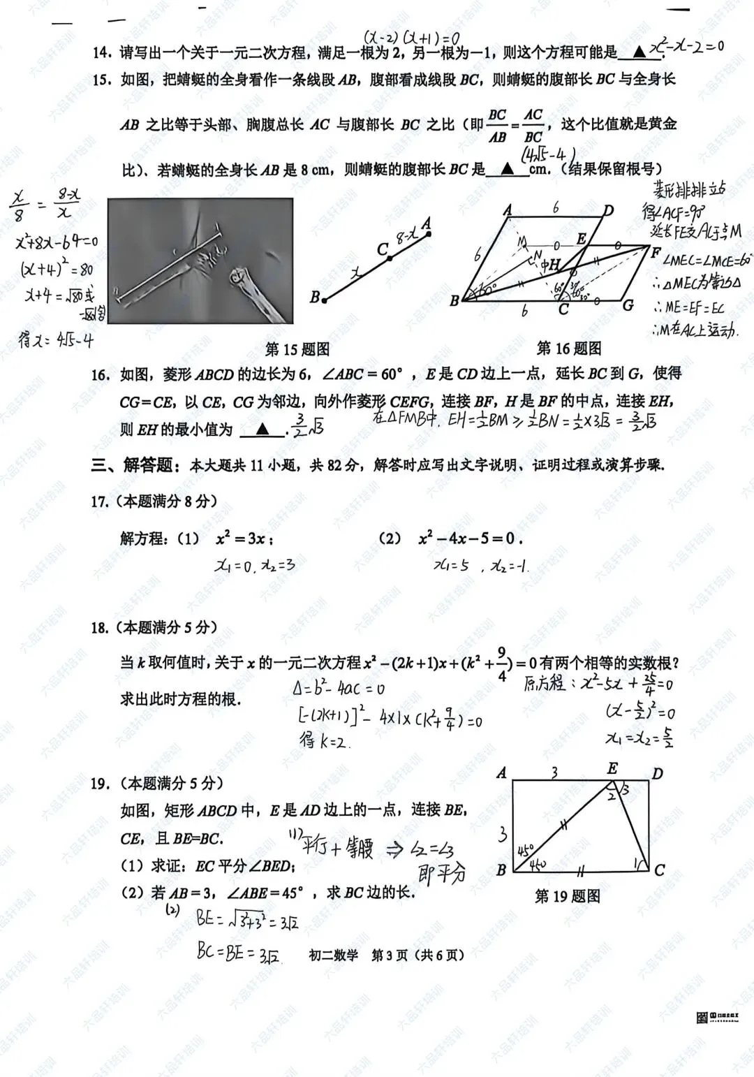 2026昆山初二下数学期中试卷分析&试卷&参考答案 第10张