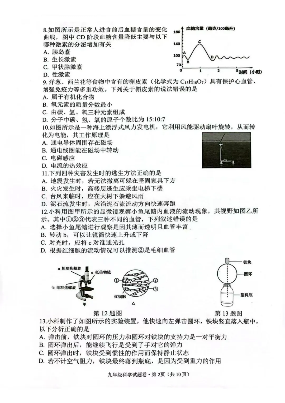 2026.4杭州市西湖区中考一模科学试卷(含解析) 第3张