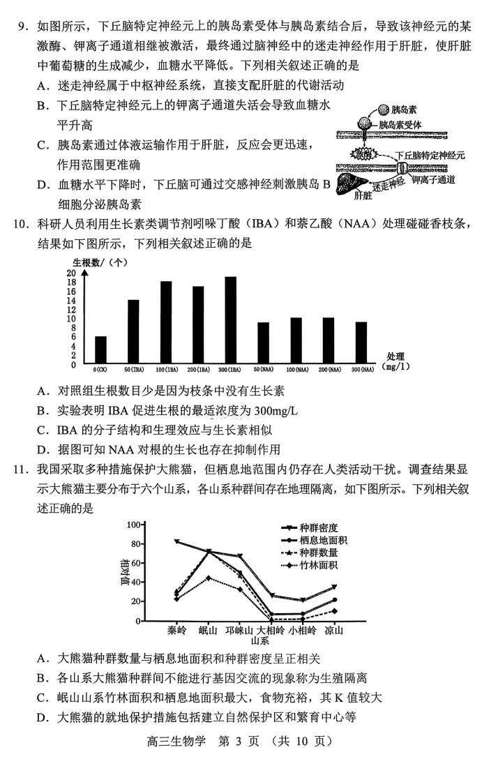 赤峰市高三年级1 20模拟考试生物学试题 第3张