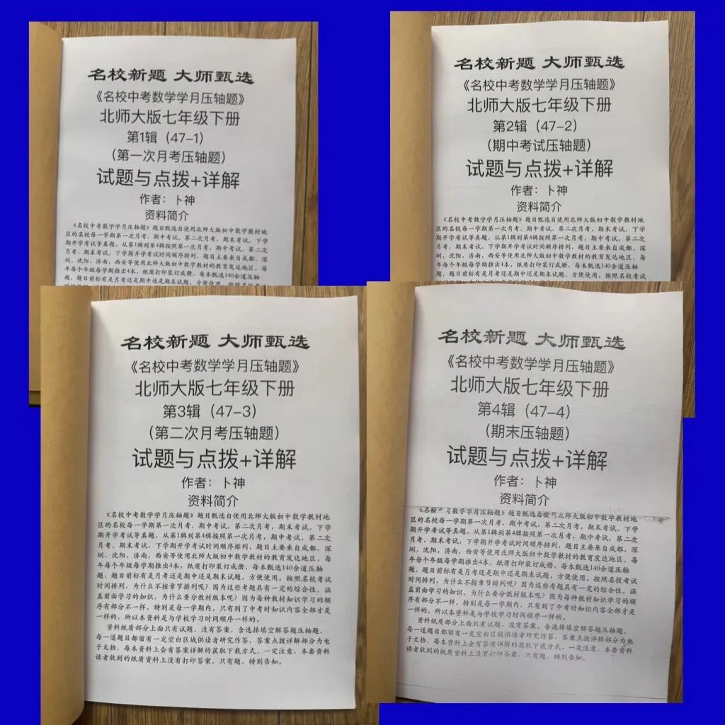 北师大版七八九年级下册《名校中考数学学月压轴题2025》/月考/期中/期末压轴题/名校新题/大师甄选成都深圳沈阳西安济南等地区 第16张