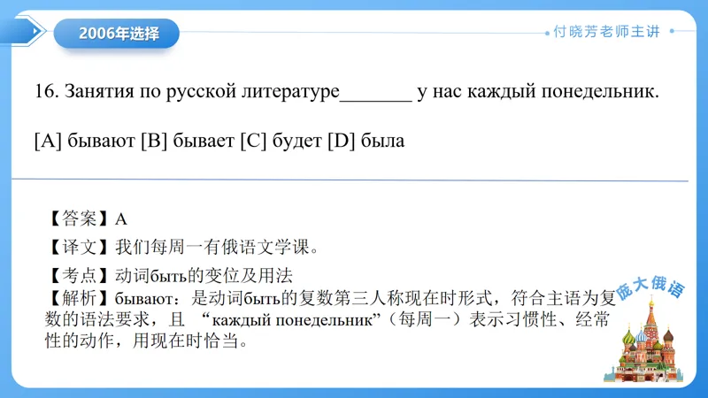 真题课件系列2006(2)年语法选择题解析 第1张