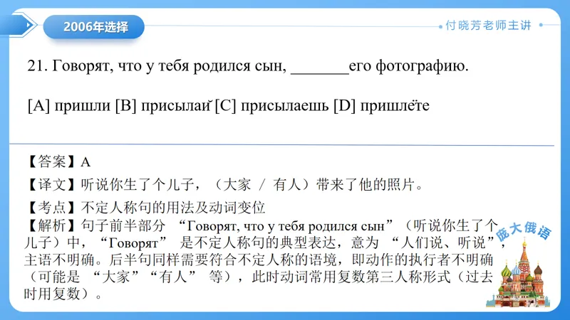 真题课件系列2006(2)年语法选择题解析 第6张