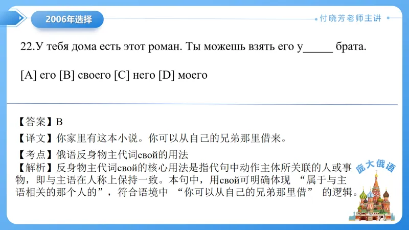 真题课件系列2006(2)年语法选择题解析 第7张