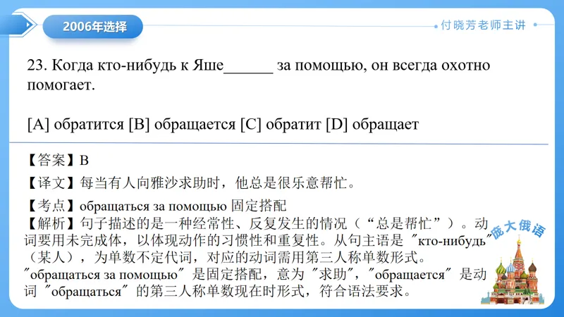 真题课件系列2006(2)年语法选择题解析 第8张