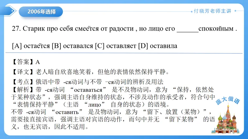 真题课件系列2006(2)年语法选择题解析 第12张