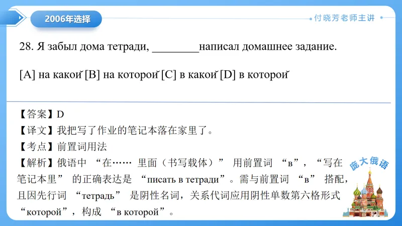 真题课件系列2006(2)年语法选择题解析 第13张