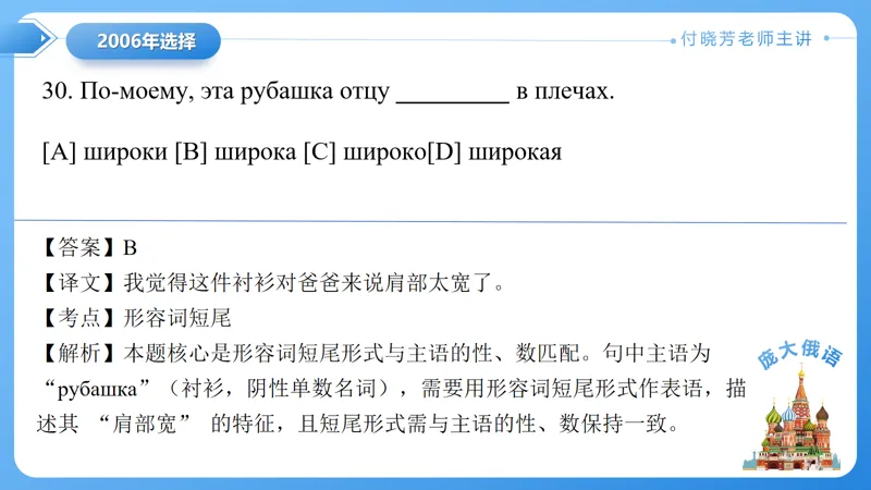 真题课件系列2006(2)年语法选择题解析 第15张