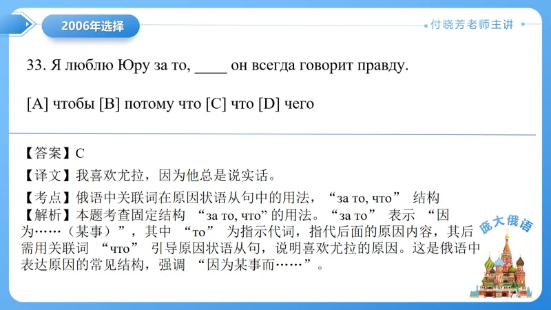 真题课件系列2006(2)年语法选择题解析 第18张