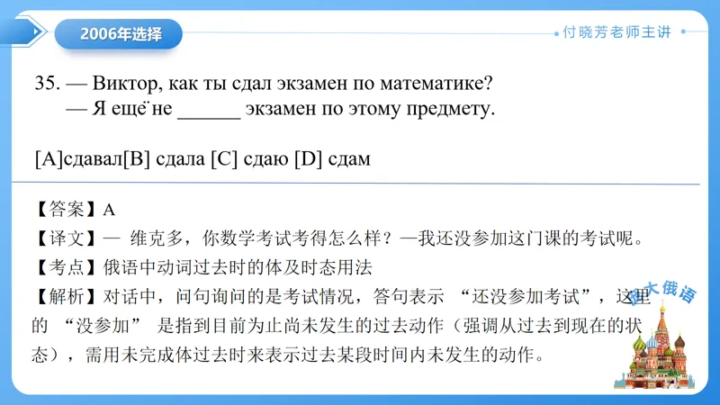 真题课件系列2006(2)年语法选择题解析 第20张