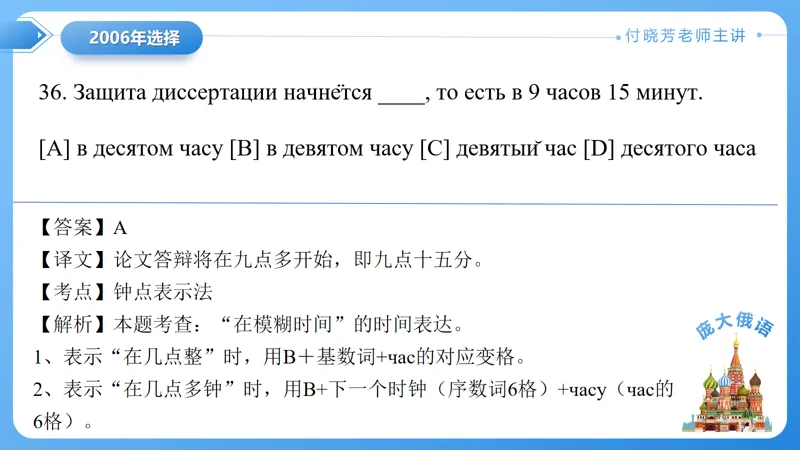真题课件系列2006(2)年语法选择题解析 第21张