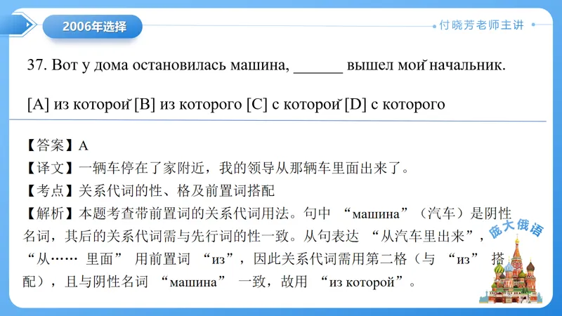 真题课件系列2006(2)年语法选择题解析 第22张