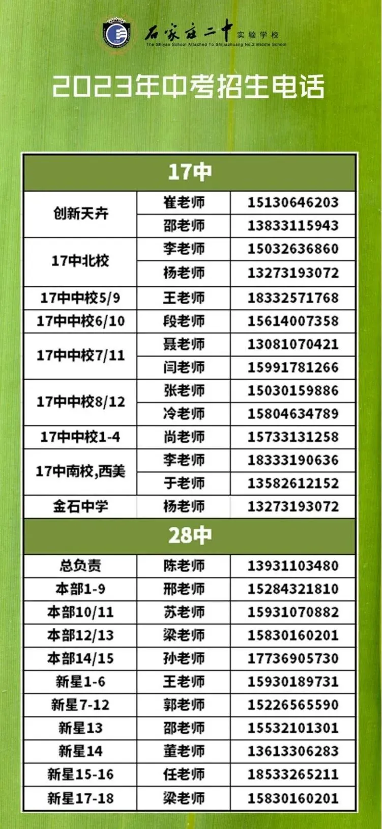 石家庄中考一模签约介绍及各高中招生联系方式(更新中) 第5张