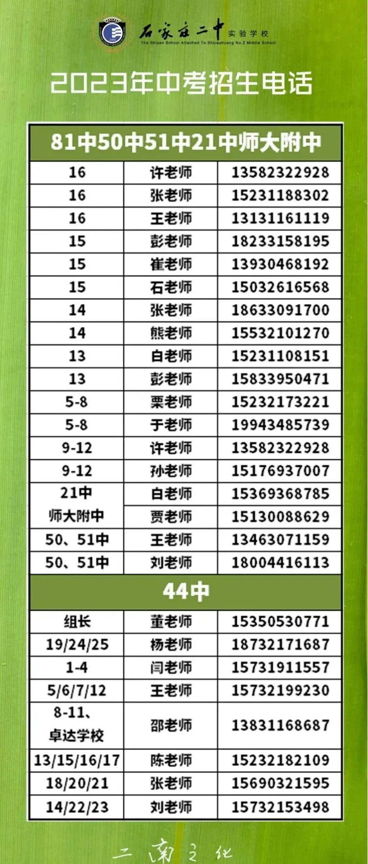 石家庄中考一模签约介绍及各高中招生联系方式(更新中) 第11张