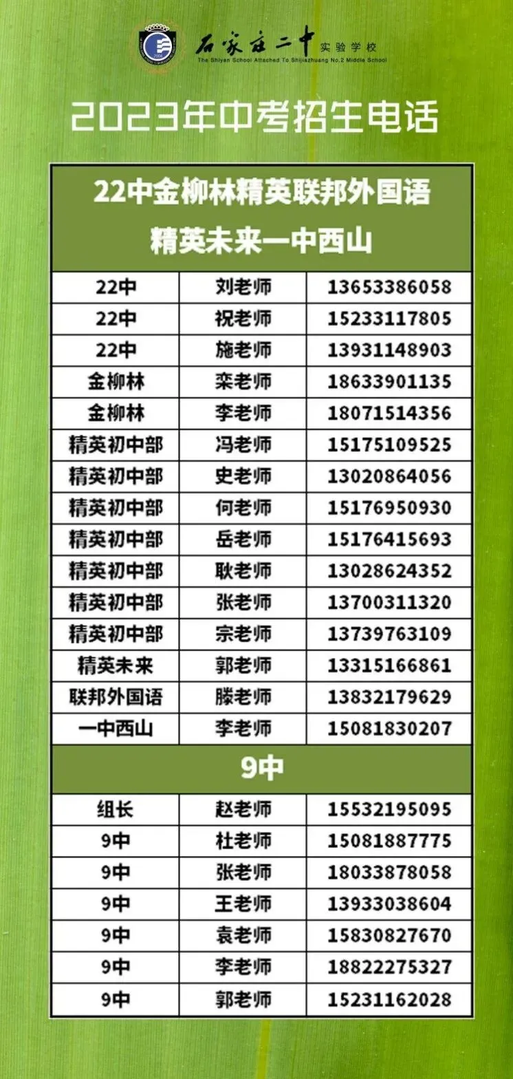 石家庄中考一模签约介绍及各高中招生联系方式(更新中) 第14张