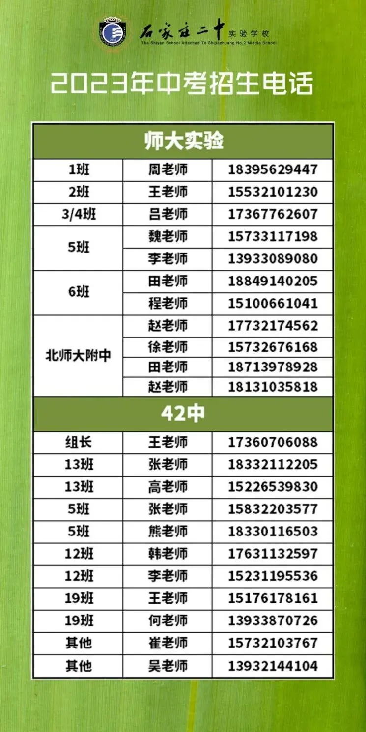 石家庄中考一模签约介绍及各高中招生联系方式(更新中) 第15张