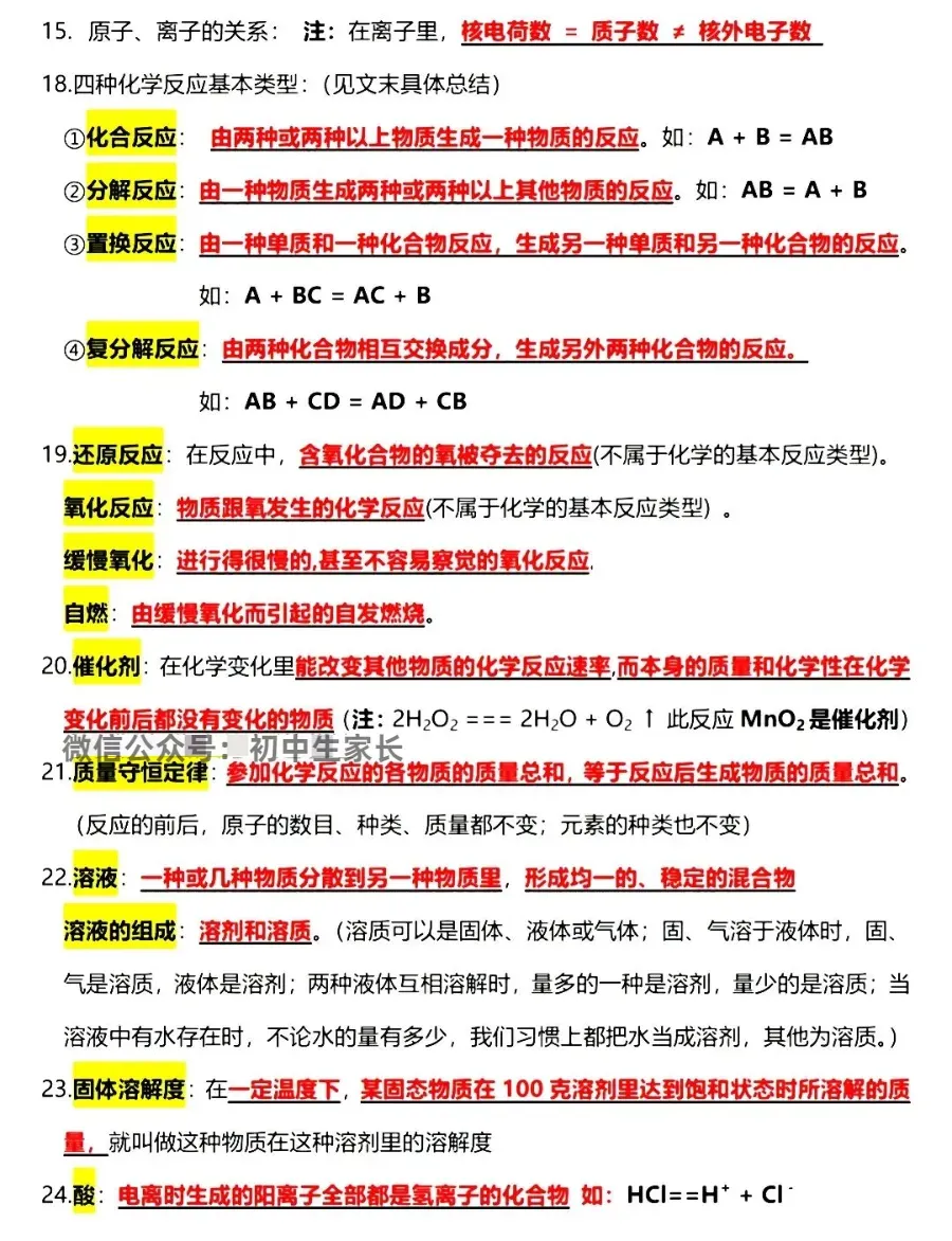 2026中考化学必背重点知识,转给孩子背一遍!(可打印) 第10张