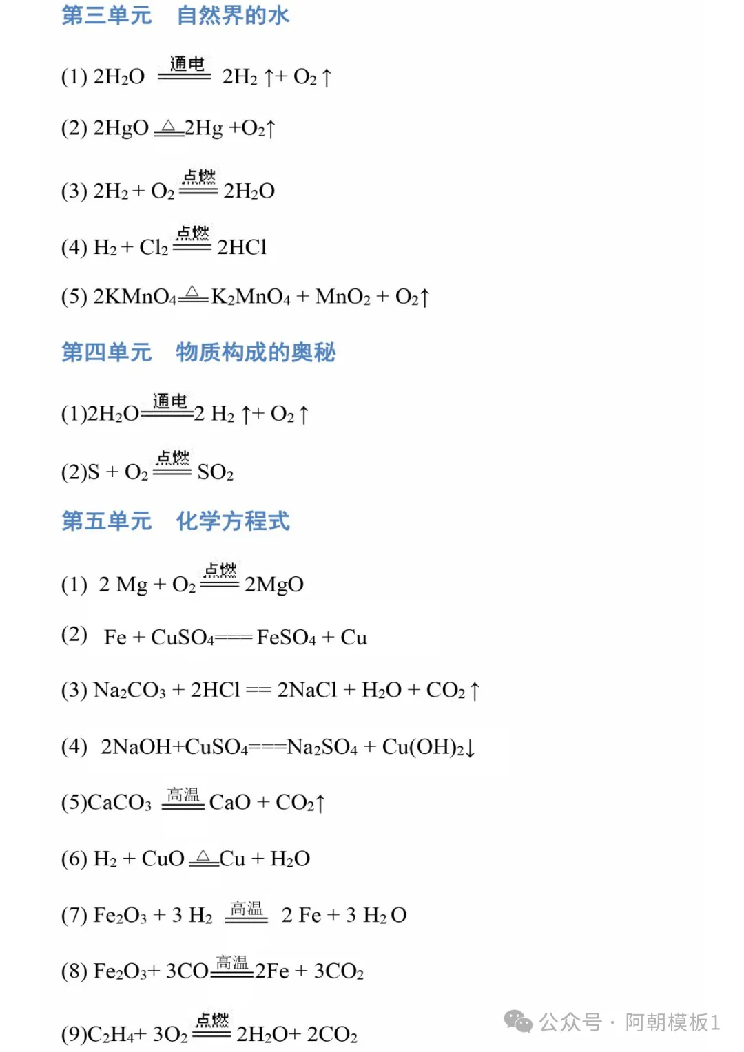 【中考复习】中考化学必背化学式+化学方程式汇总 第3张