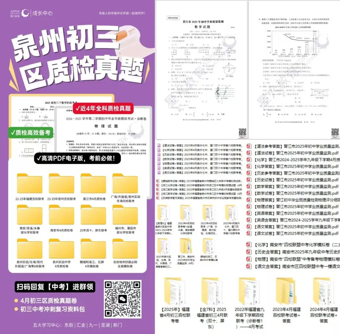 鲤城/洛江/晋江各区近四年初三质检真题试卷! 第19张