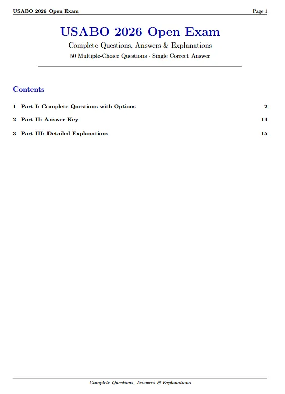 *2026年USABO生物竞赛真题+解析 完整版PDF可打印 附历年USABO+解析~ 第1张