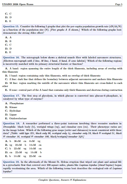 *2026年USABO生物竞赛真题+解析 完整版PDF可打印 附历年USABO+解析~ 第5张