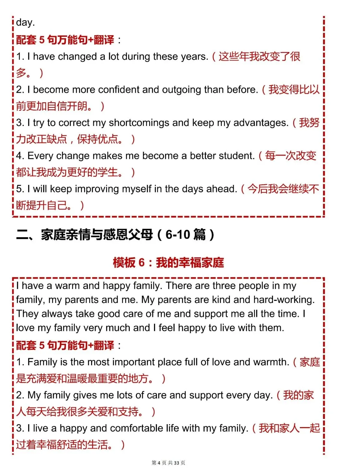 中考英语必背【中考英语作文 50 篇万能模板 + 5 句配套万能句】,可打印 快收藏 第4张