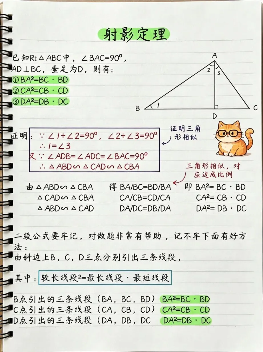 中考经常使用,但初中课本删除了的宝藏定理,射影影定理! 第3张