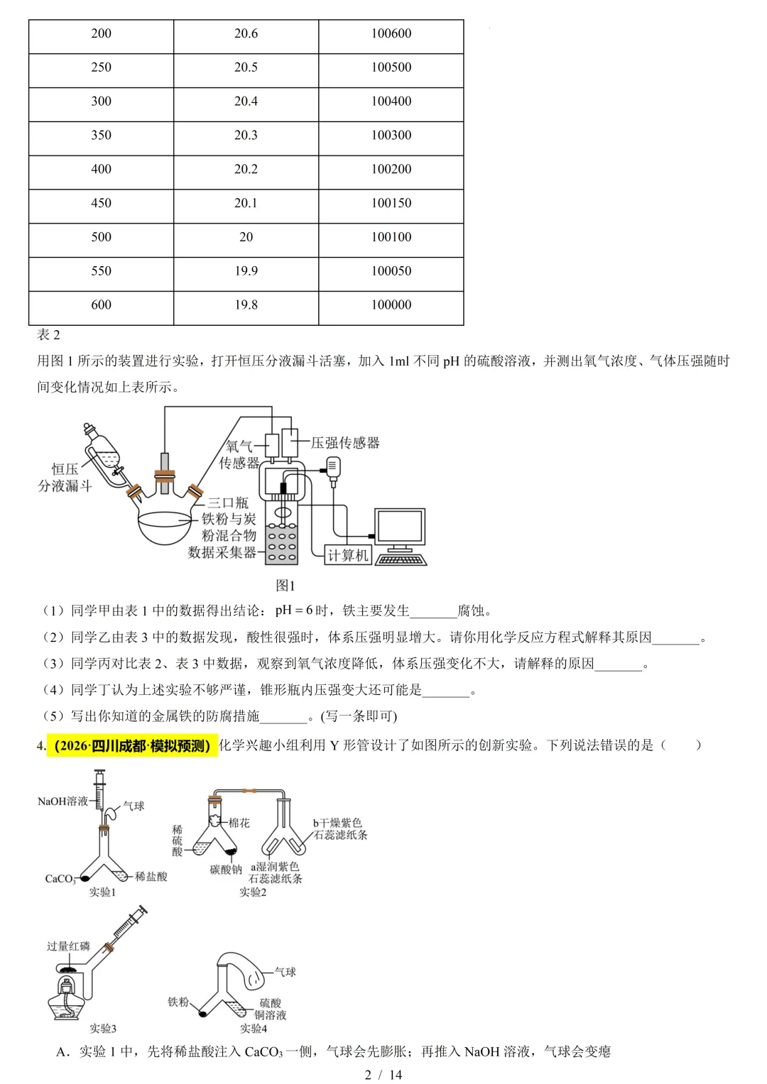 中考化学热门考点——数字化实验(附2026新题速递及解析) 第3张