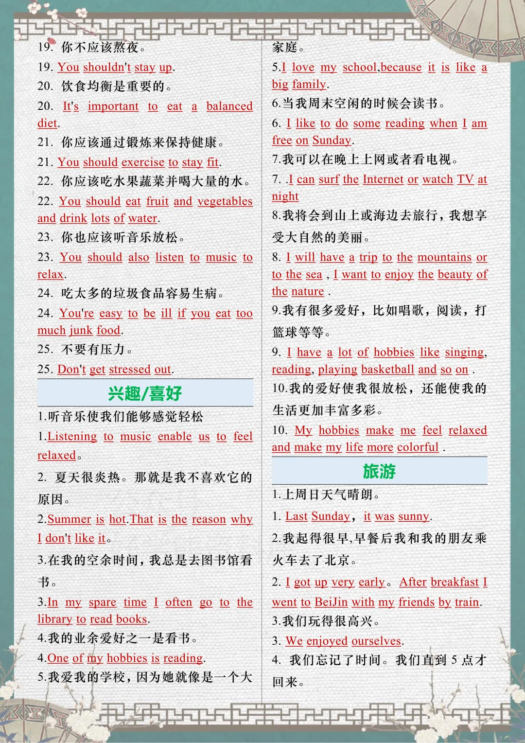 【中考复习】2026中考英语作文满分句型汇总 第2张