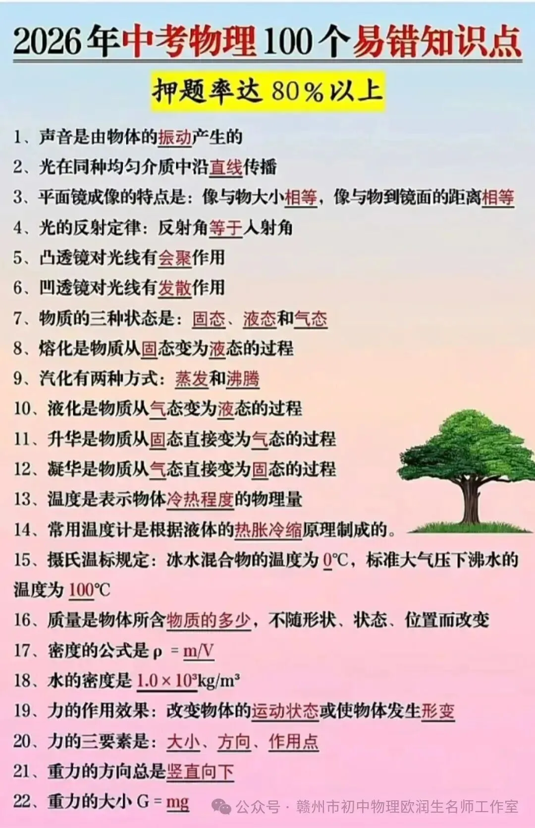 2026年中考物理100个高频易错点 第2张