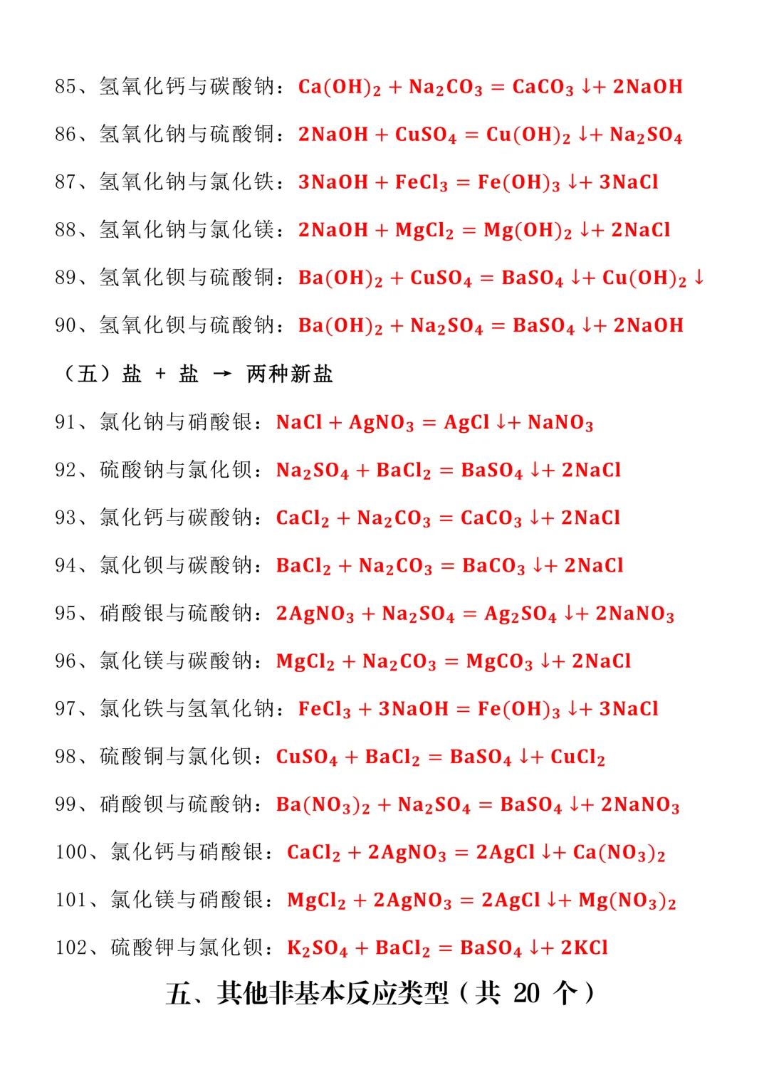中考化学122个重点方程式默写训练!分类梳理易错方程式,针对性练习! 第8张