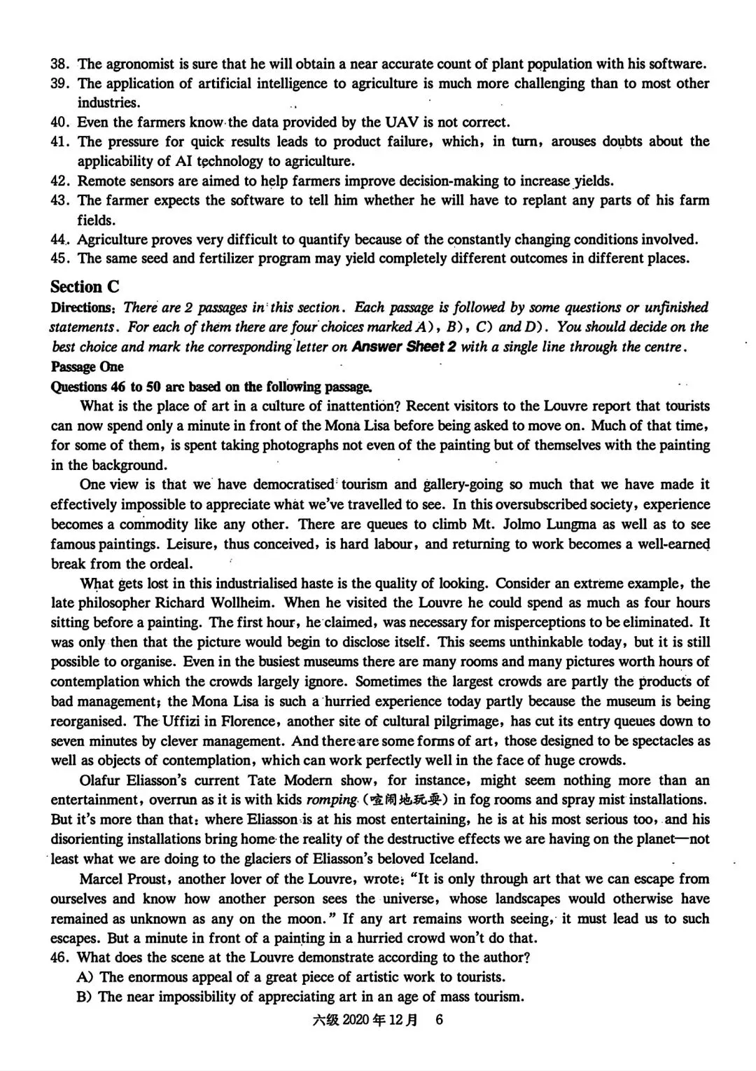 2020年12月六级真题及解析 第11张