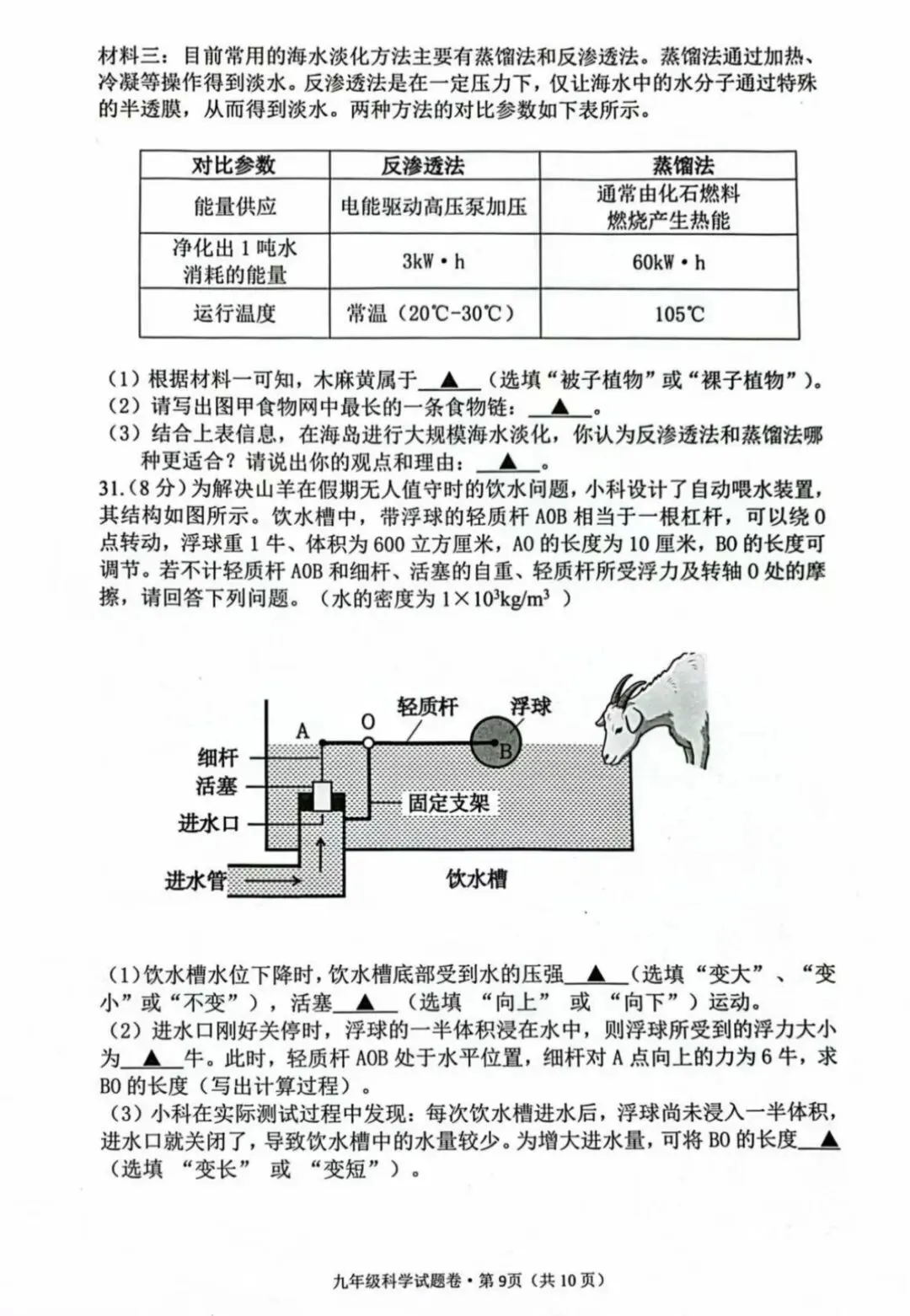 2026.4杭州西湖一模科学试卷 第11张