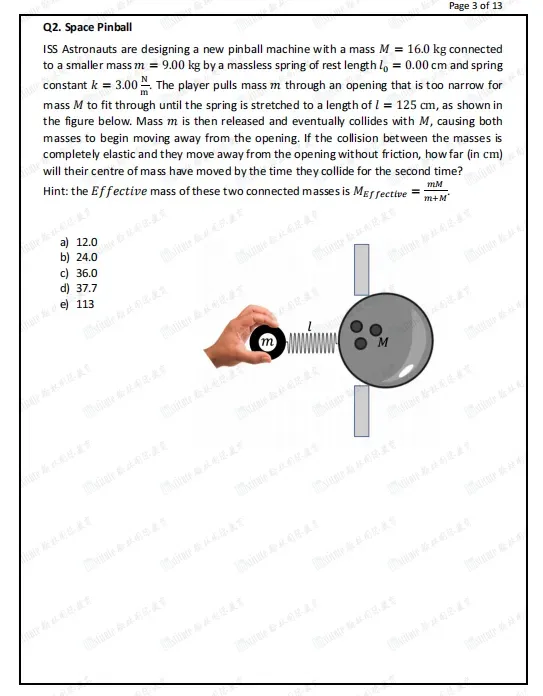 2026年SIN滑铁卢牛顿物理竞赛 真题&答案解析! 第4张