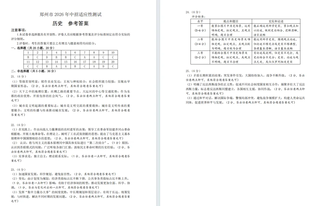 7科模考试卷+答案全已出!郑州市2026年中招适应性测试 第50张