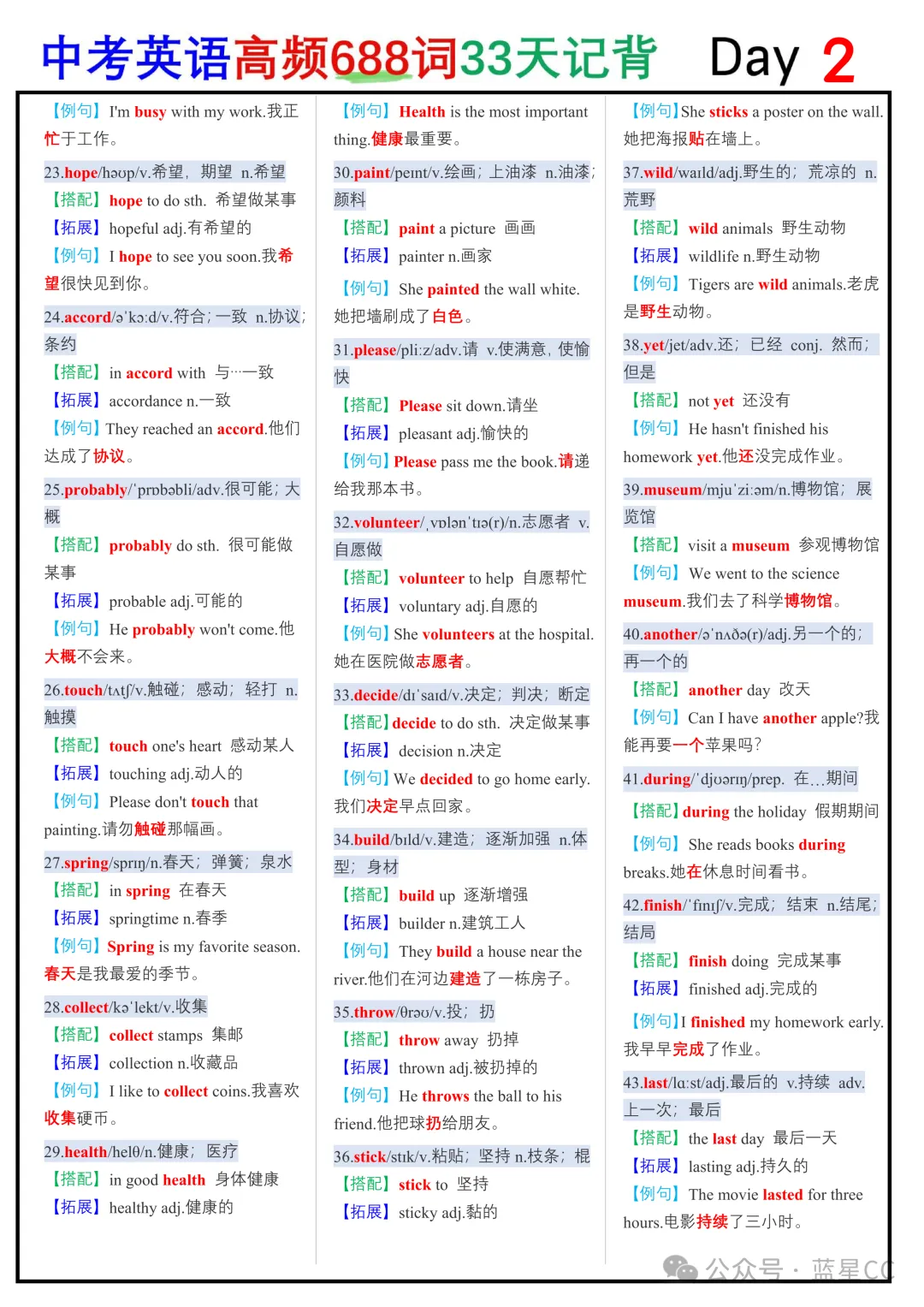 中考冲刺 | 英语高频688词记背+默写 第2张