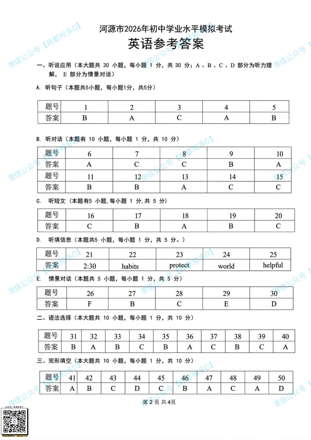 对答案啦!2026届·河源市·中考一模·真题(含全科参考答案)·【26年4月】 第17张