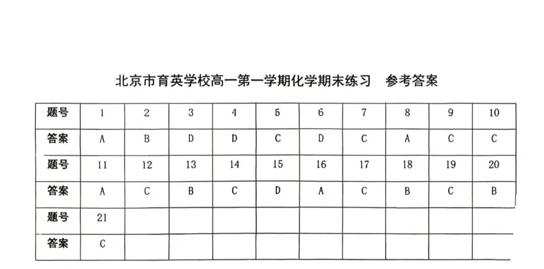 2026北京育英学校高一(下)期中化学试卷(含答案) 第11张