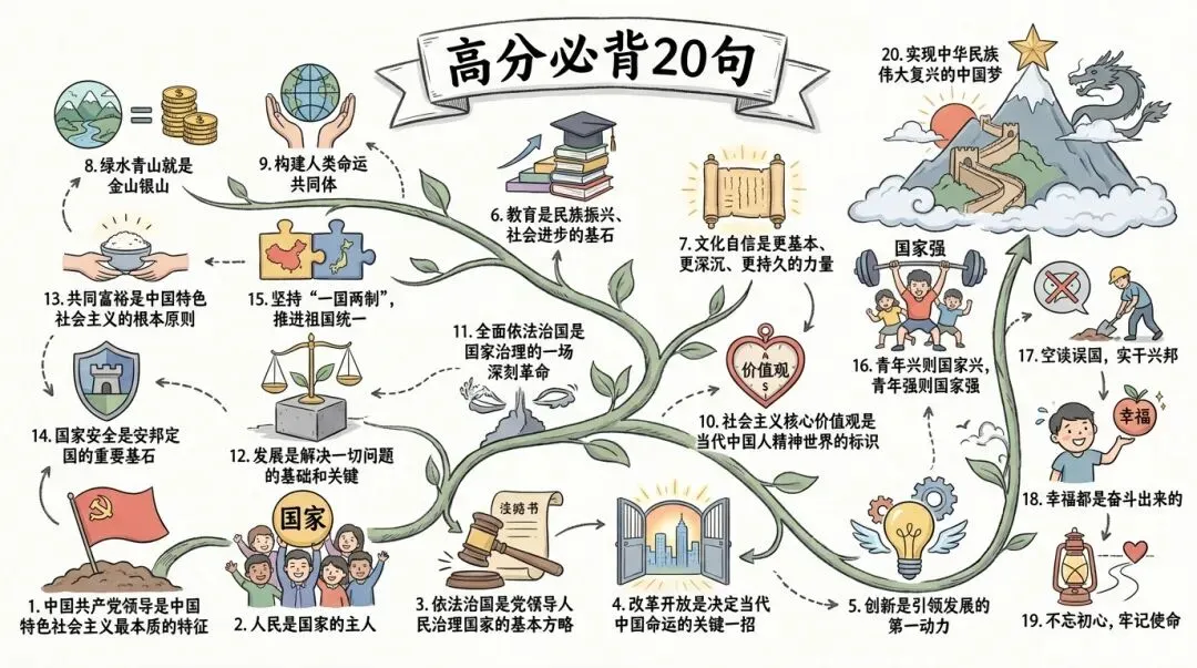 【中高考备考①⑦】学霸笔记 | 中考道法28个考点满分答题公式,背熟就得分! 第7张