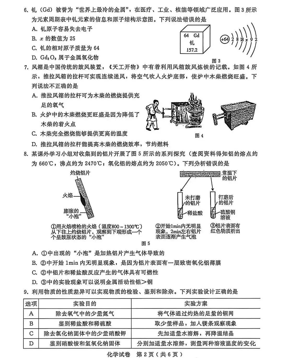 2026年九年级中考模拟考试化学试题 第3张