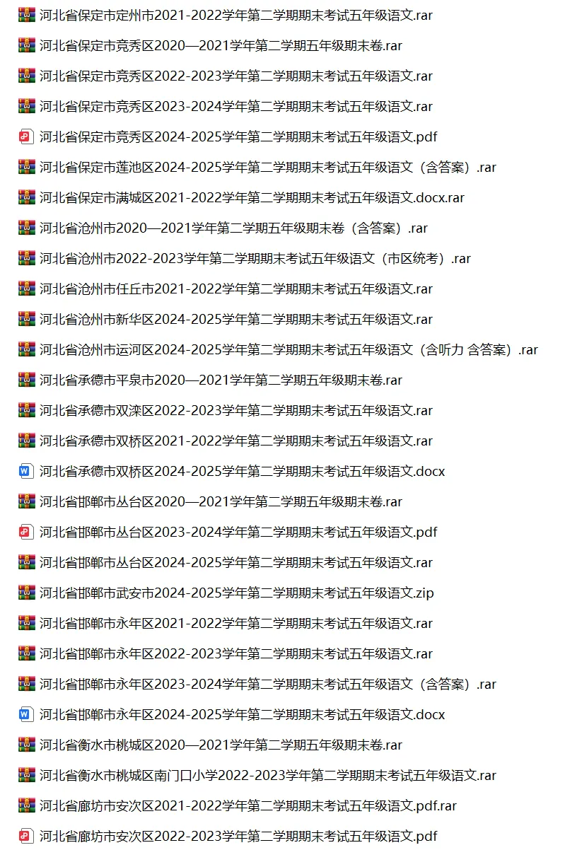 河北省小学语文五年级下学期历年期末真题试卷汇编 | 可下载打印 第2张