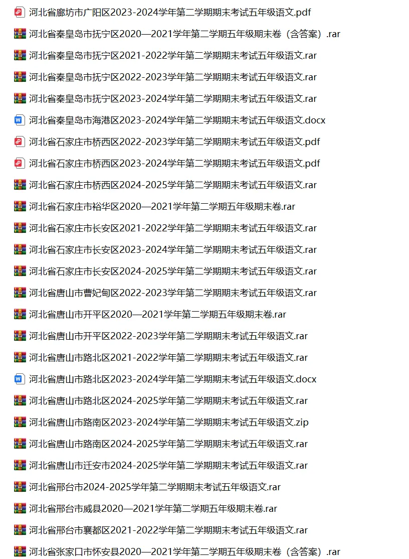 河北省小学语文五年级下学期历年期末真题试卷汇编 | 可下载打印 第3张