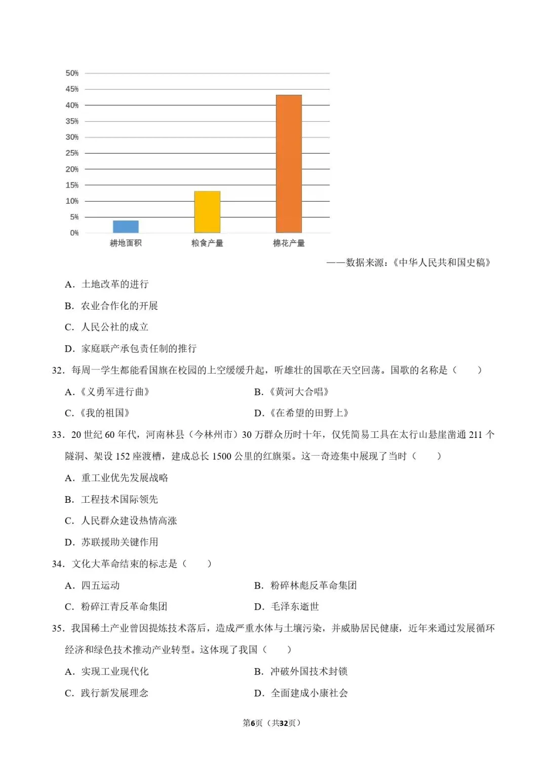 中考历史复习 | 初中历史选择题专项训练 第6张