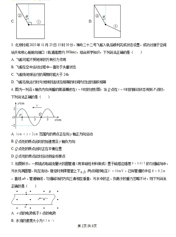 2026届辽宁省普通高中高三下学期4月模拟考试物理试题试卷及答案 第2张