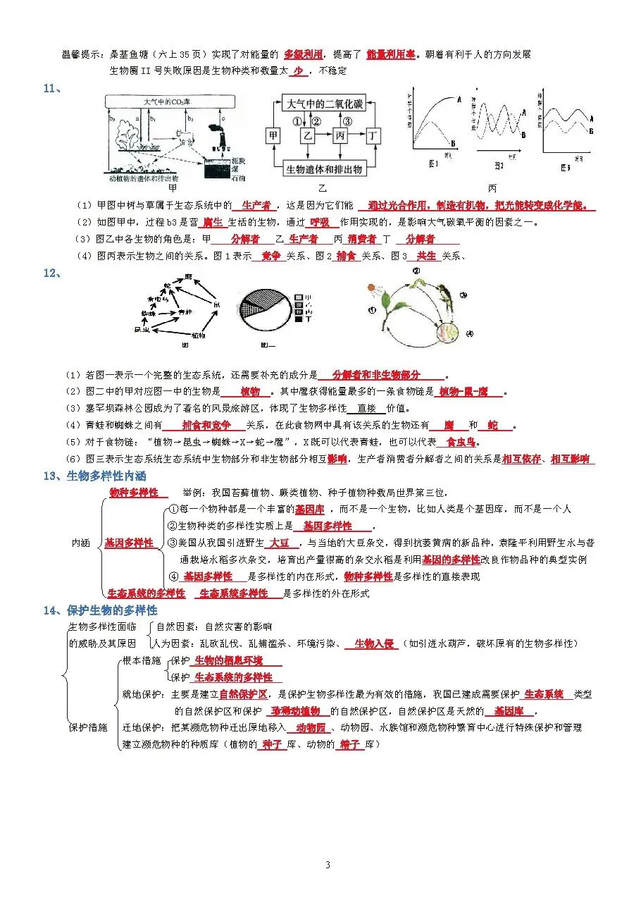 蛟川书院中考生物背诵 第3张