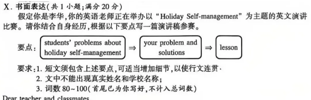 「260501A」2026中考模拟考作文:Holiday Self-management 第1张